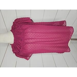 J Crew XS fuscia pink partially sheer with textured dots blouse